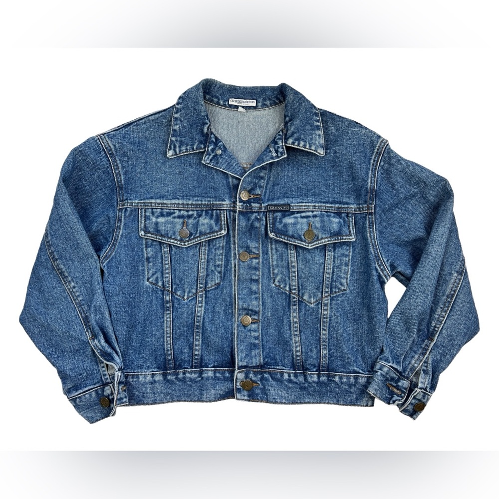 Vintage GUESS Georges Marciano USA 80s 90s Denim Jean Trucker Jacket Size XS